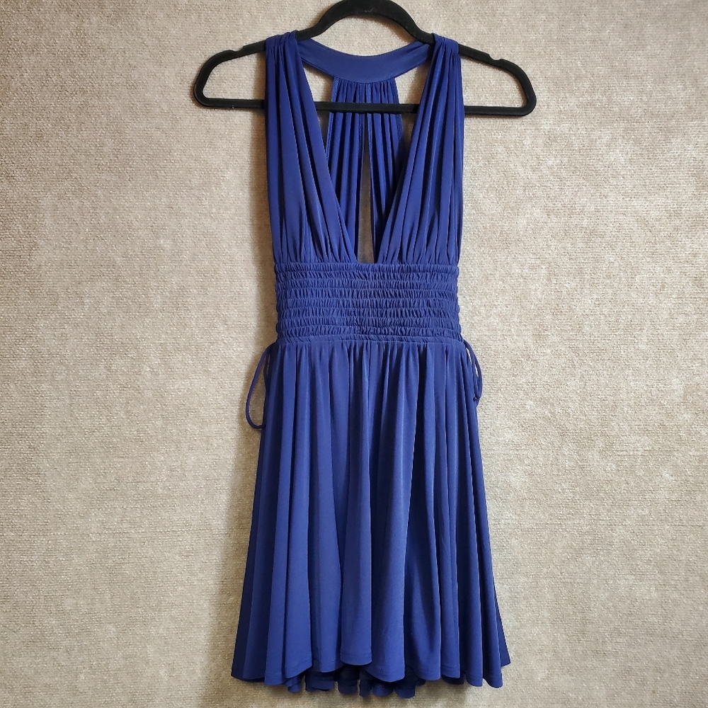 Express Navy Blue Sleeveless Fit and Flare Dress Pleated Size XS